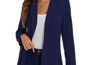 MINTLIMIT Women's Suits & Blazers Lined Elegant Suit Jacket Notched Lapel Long Sleeve (Navy)