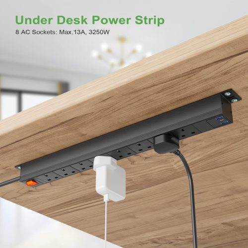 8 Way Power Strip Surge Protector USB C PD20W Extension - Image 5
