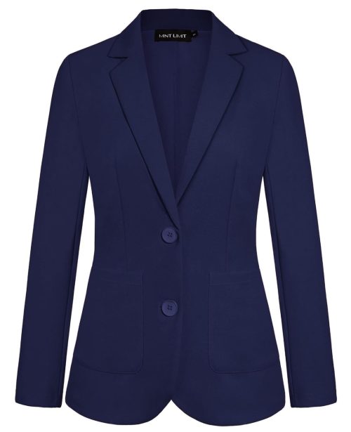 MINTLIMIT Women's Suits & Blazers Lined Elegant Suit Jacket Notched Lapel Long Sleeve (Navy) - Image 5