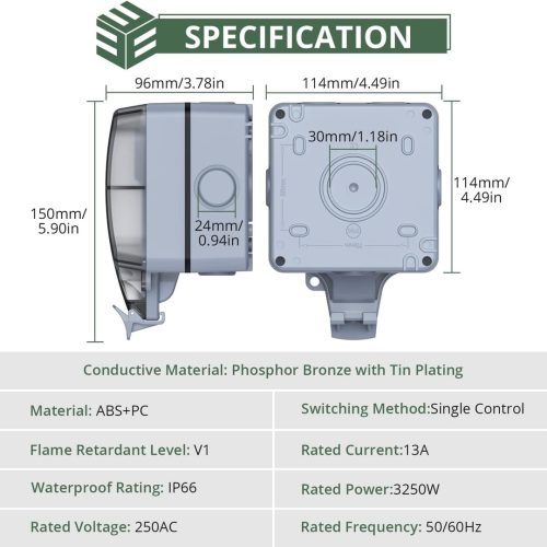 EYPINS 32mm Deepening Depth Single Outdoor Plug Socket - Image 5