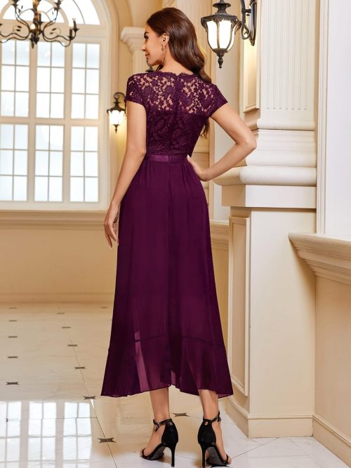MIUSOL Women's Elegant Floral Lace Ruffle Evening Dress - Image 5