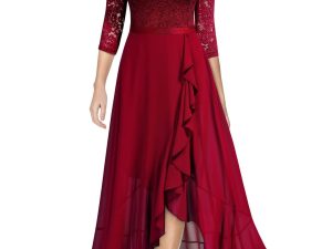 MIUSOL Women's Elegant Scoop Neck Floral Lace Dress