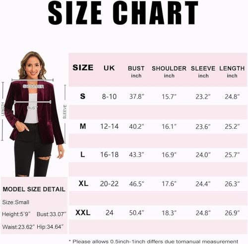 MINTLIMIT Women's V-Neck Velvet Long Sleeve Blazer - Image 6