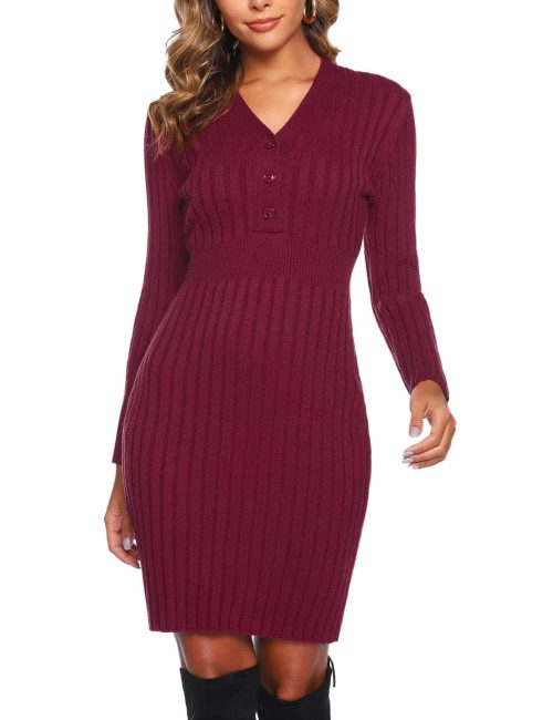 Wayleb V-Neck Jumper Dress for Women
