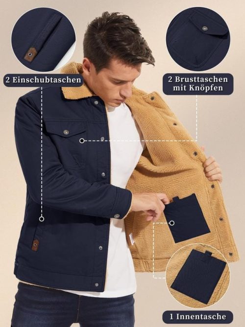 KEFITEVD Men's Casual Cargo Jacket Navy Blue - Image 2