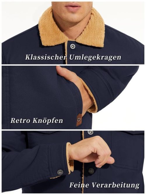 KEFITEVD Men's Casual Cargo Jacket Navy Blue - Image 5