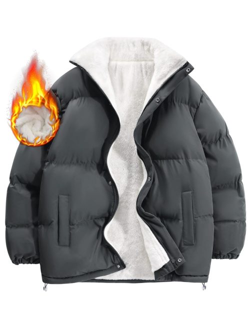 Vancavoo Puffer Jackets Men Winter Coat Hooded Padded Outwear
