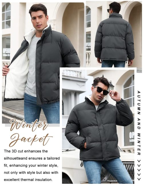 Vancavoo Puffer Jackets Men Winter Coat Hooded Padded Outwear - Image 4