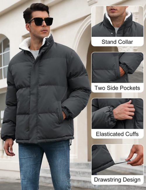 Vancavoo Puffer Jackets Men Winter Coat Hooded Padded Outwear - Image 3