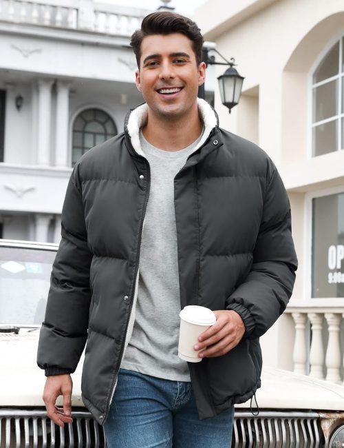 Vancavoo Puffer Jackets Men Winter Coat Hooded Padded Outwear - Image 5
