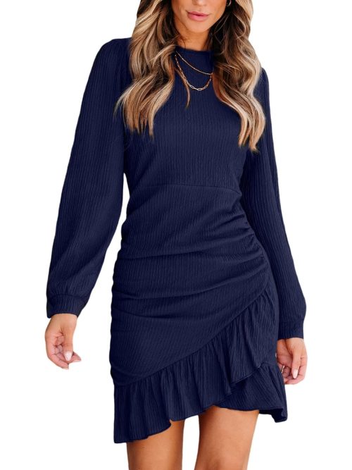 Women's Mini Dress Floral Eyelet Picot V Neck Elastic Waist