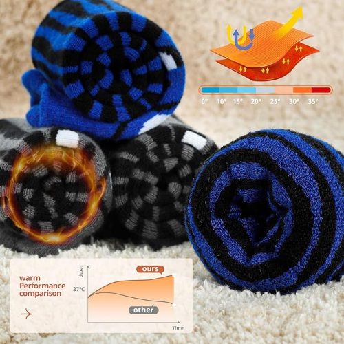 Muezna 2 Pairs Kids Merino Wool Ski Socks Blue & Grey - Image 2