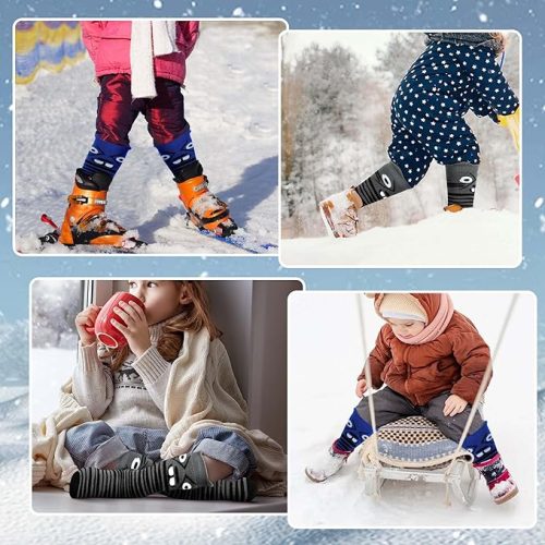 Muezna 2 Pairs Kids Merino Wool Ski Socks Blue & Grey - Image 5