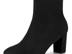 Allegra K Women's Side Zip Chunky Heel Ankle Boots