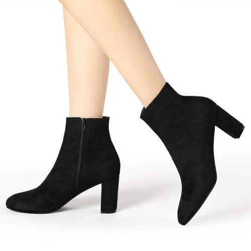 Allegra K Women's Side Zip Chunky Heel Ankle Boots - Image 2
