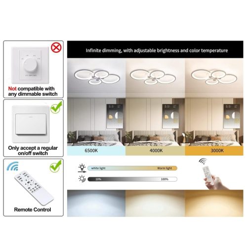 Ganeed Modern Metal Acrylic LED Ceiling Light - Image 4