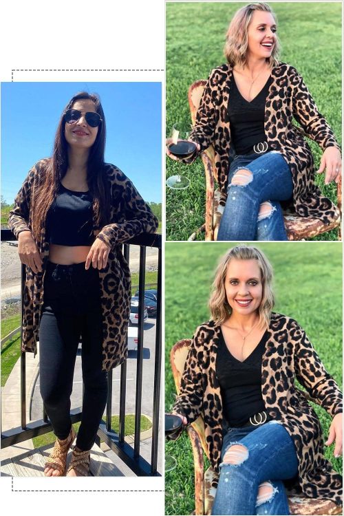 OUGES Women's Leopard Print Open Front Summer Cardigan - Image 2