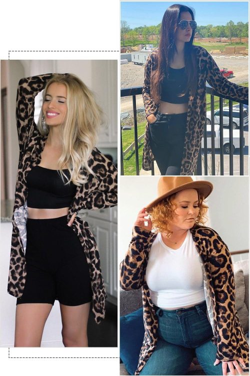 OUGES Women's Leopard Print Open Front Summer Cardigan - Image 3