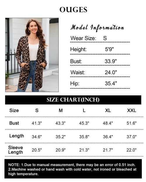 OUGES Women's Leopard Print Open Front Summer Cardigan - Image 4