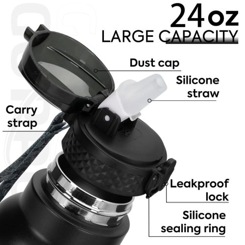 GOPPUS 750ml/26oz Insulated Water Bottles with Straw - Image 3