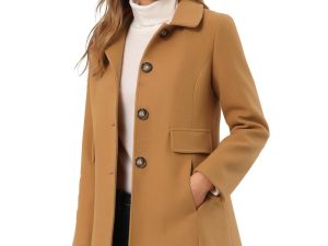 Allegra K Women's Vintage Lapel Collared Overcoat