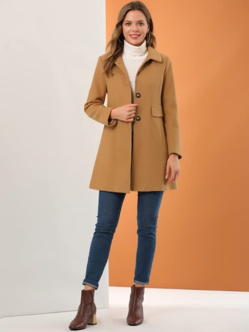Allegra K Women's Vintage Lapel Collared Overcoat - Image 2