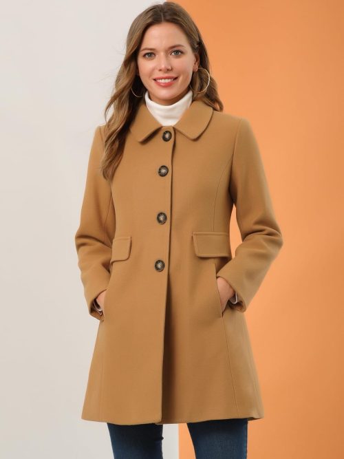 Allegra K Women's Vintage Lapel Collared Overcoat - Image 3