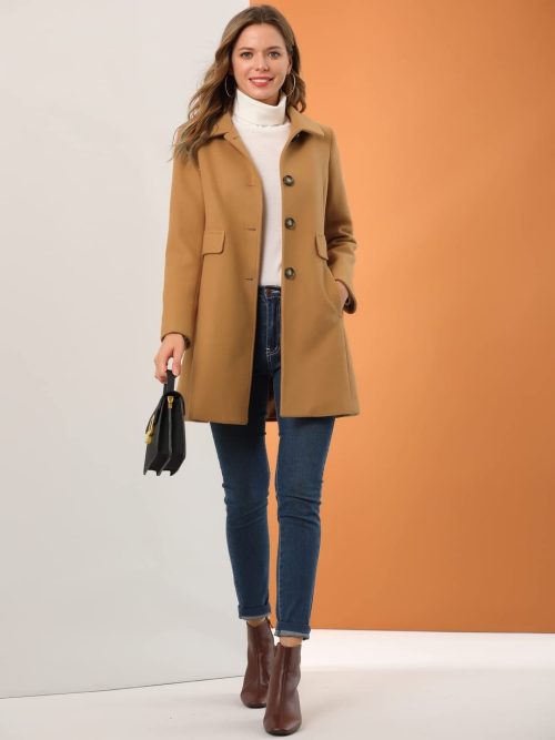 Allegra K Women's Vintage Lapel Collared Overcoat - Image 4
