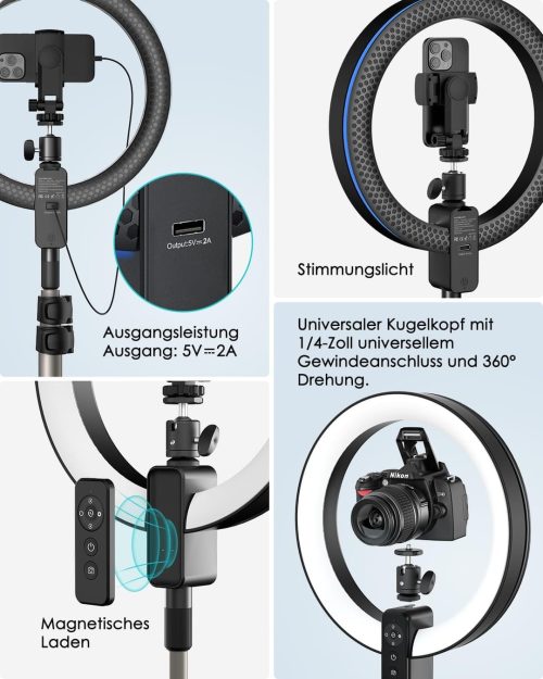 Brand New Viozon 12'' Ring Light with Extendable 80'' Tripod - Image 5