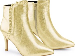 Brand New Perphy Pointed Toe Ruffle Stiletto Heel Ankle Boots for Women