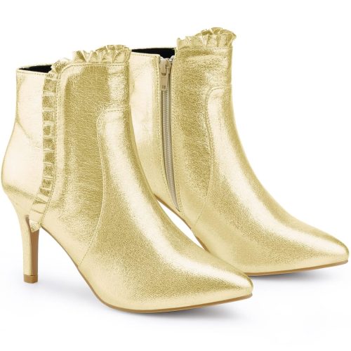 Brand New Perphy Pointed Toe Ruffle Stiletto Heel Ankle Boots for Women