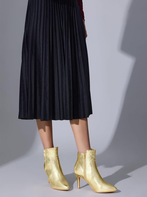 Brand New Perphy Pointed Toe Ruffle Stiletto Heel Ankle Boots for Women - Image 2