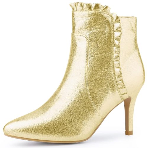 Brand New Perphy Pointed Toe Ruffle Stiletto Heel Ankle Boots for Women - Image 3
