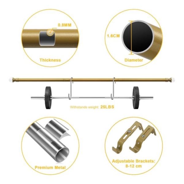 Brand New Curtain Poles, 1.6 cm Single Curtain Rods 76-157 cm - Image 5