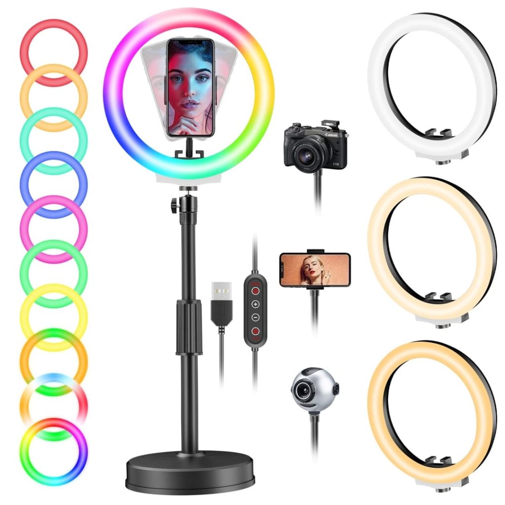 PEYOU Desktop Ring Light with Stand & Phone Holder