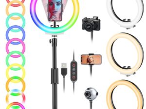 PEYOU Desktop Ring Light with Stand & Phone Holder