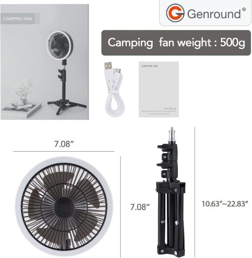 Genround 10000mAh Tripod Portable Camping Fan - Image 2