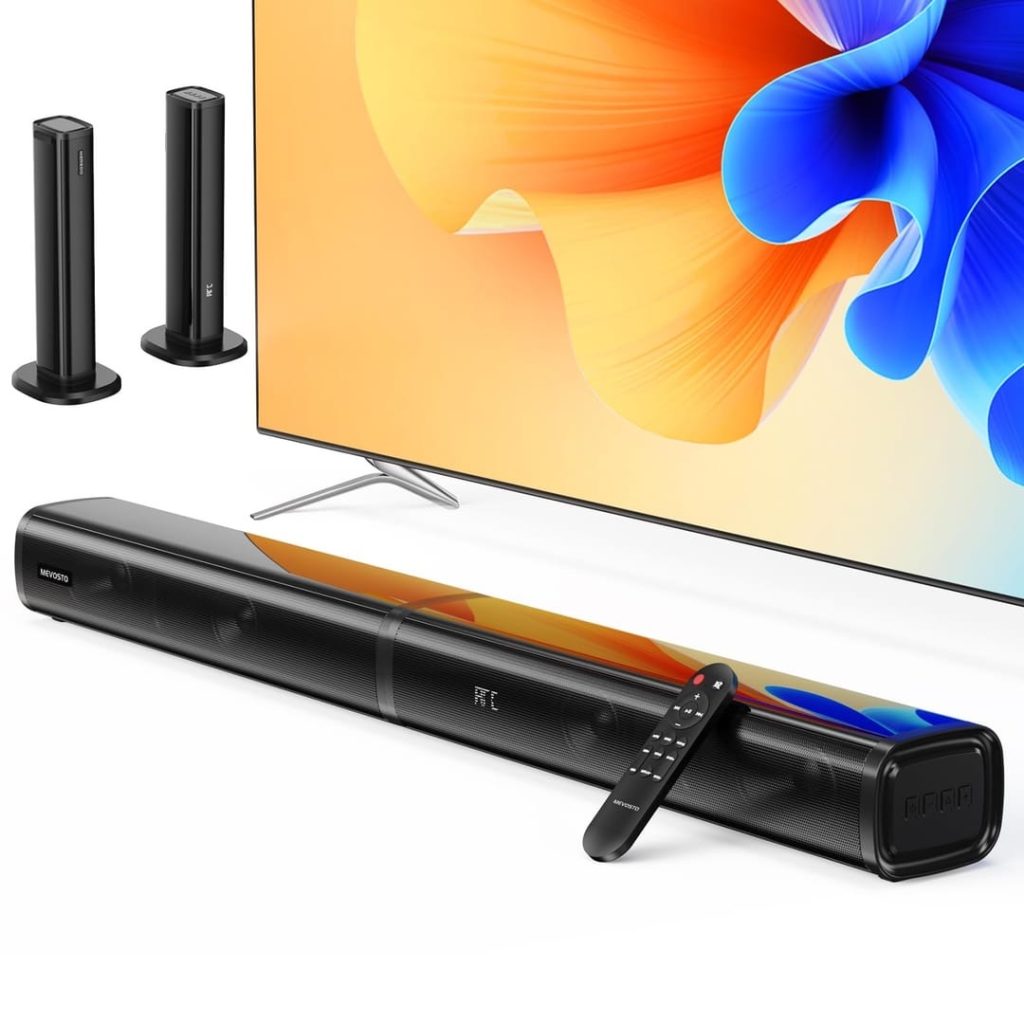 MEVOSTO Sound Bar for TV 2.2CH 2 in 1 Separable Soundbar Built-in Dual Woofers with ARC/Optical/AUX/BT 5.0