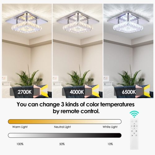 Cainjiazh Dimmable Modern Crystal Chandeliers LED Mini Ceiling Light - Image 4