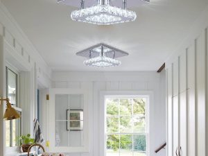 Cainjiazh Dimmable Modern Crystal Chandeliers LED Mini Ceiling Light