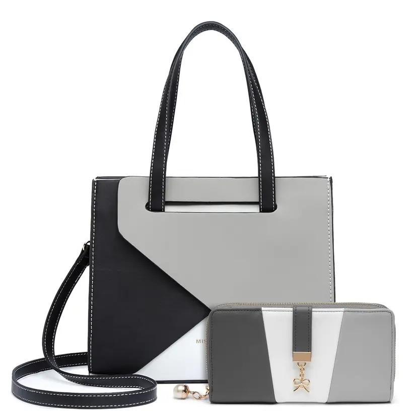 Miss Lulu Handbags for Women Tri Colour with Long Purse