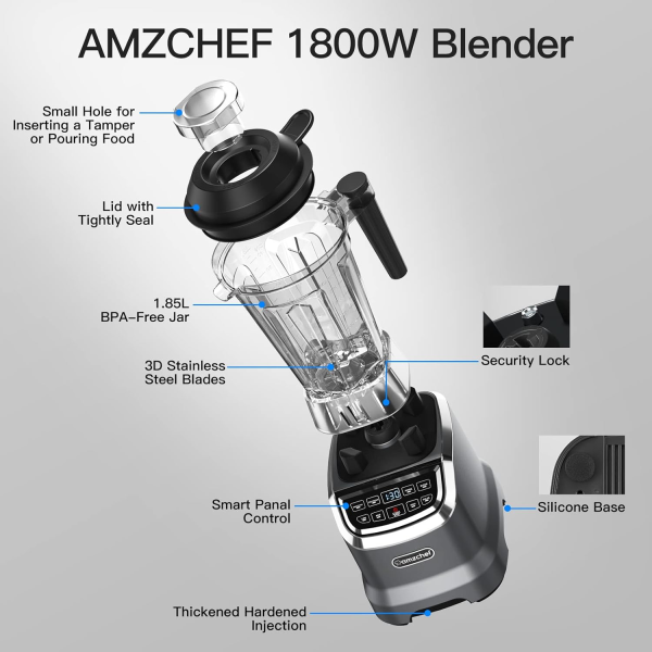 Brand New AMZCHEF 2000W 2L Blender Smoothie Maker - Image 6