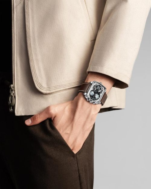 MEGALITH Large Mens Waterproof Watch Stylish Digital Analog Design Rectangle Dial Multiple Time Zone - Image 3