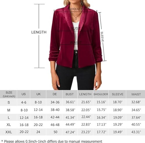 MINTLIMIT Womens 3/4 Sleeve Velvet Blazers - Image 7