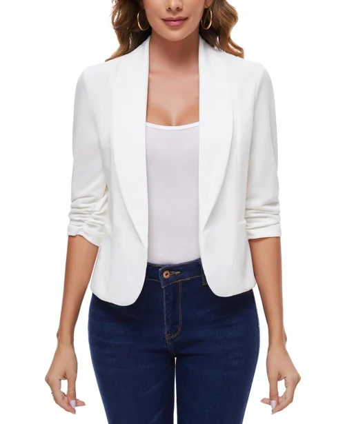 MINTLIMIT Womens Blazer 3/4 Ruched Sleeve Suit - Image 2