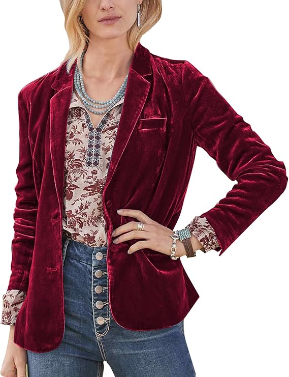 MINTLIMIT Women's Casual Velvet Blazer