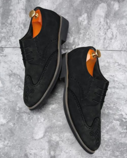 Mens Suede Brogues Formal Shoes Elegant Wedding Shoe Leather Lace-ups - Image 5