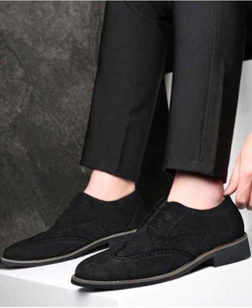 Mens Suede Brogues Formal Shoes Elegant Wedding Shoe Leather Lace-ups - Image 6