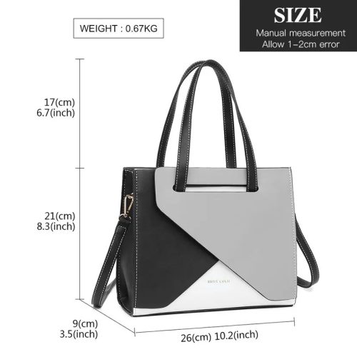 Miss Lulu Handbags for Women Tri Colour with Long Purse - Image 3