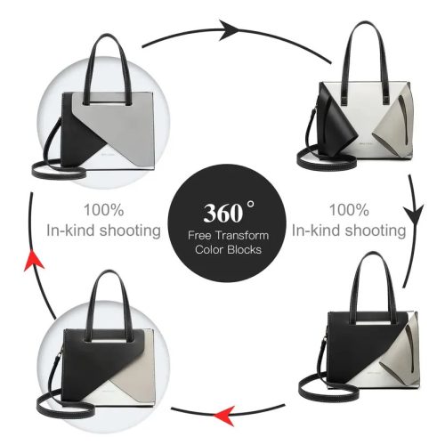 Miss Lulu Handbags for Women Tri Colour with Long Purse - Image 2